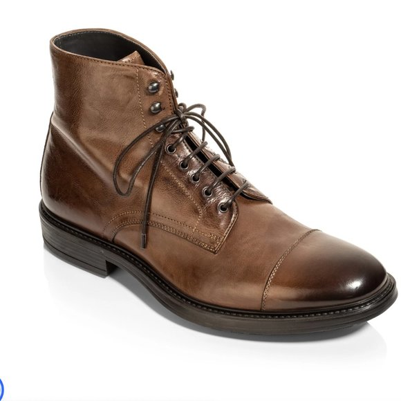 To Boot Shoes To Boot Burkett Cognac Brown Leather Cap Toe Boots